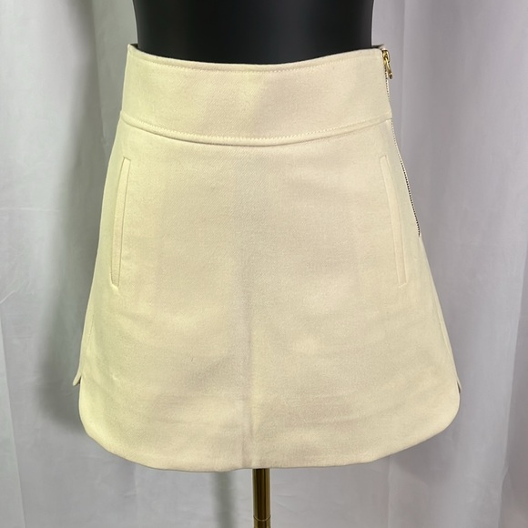 J. Crew Ivory Double Surge Wool Mini Skirt - Picture 1 of 16